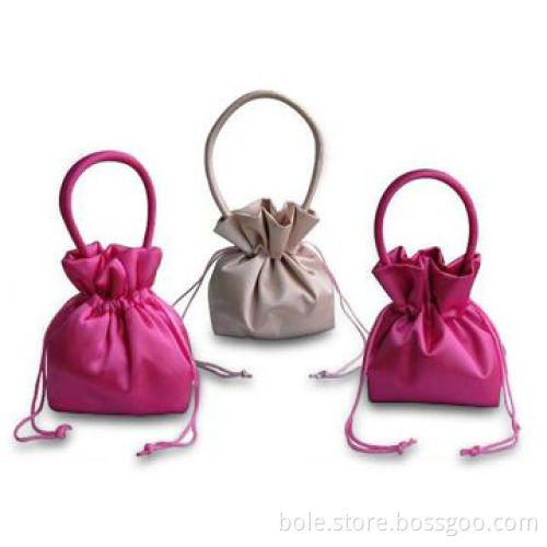 Drawstring Satin Cosmetic Bags with Handle, 500 Pieces MOQ